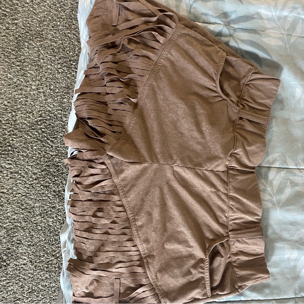 Brown Fringe Shorts